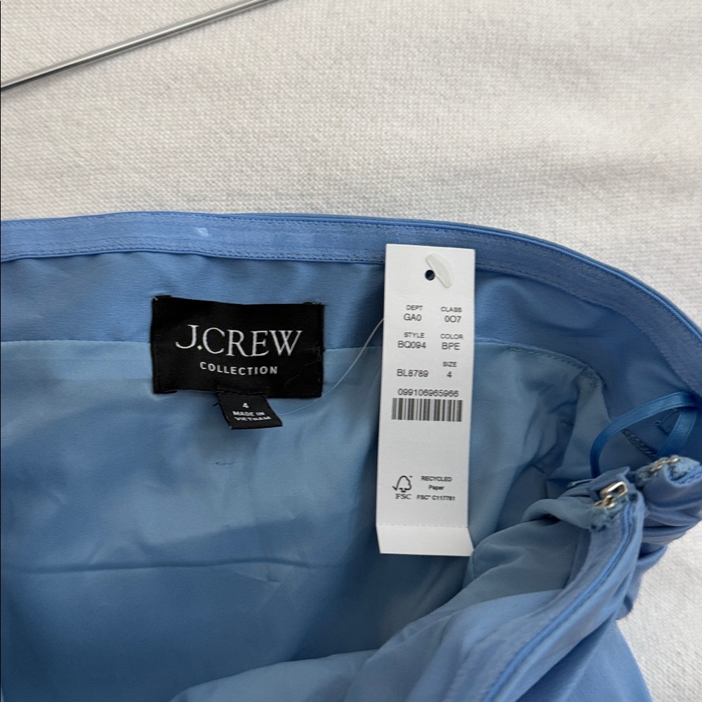J. Crew Collection NWT Blue Taffeta Ruched Top with Bow Size 4 - Picture 4 of 4
